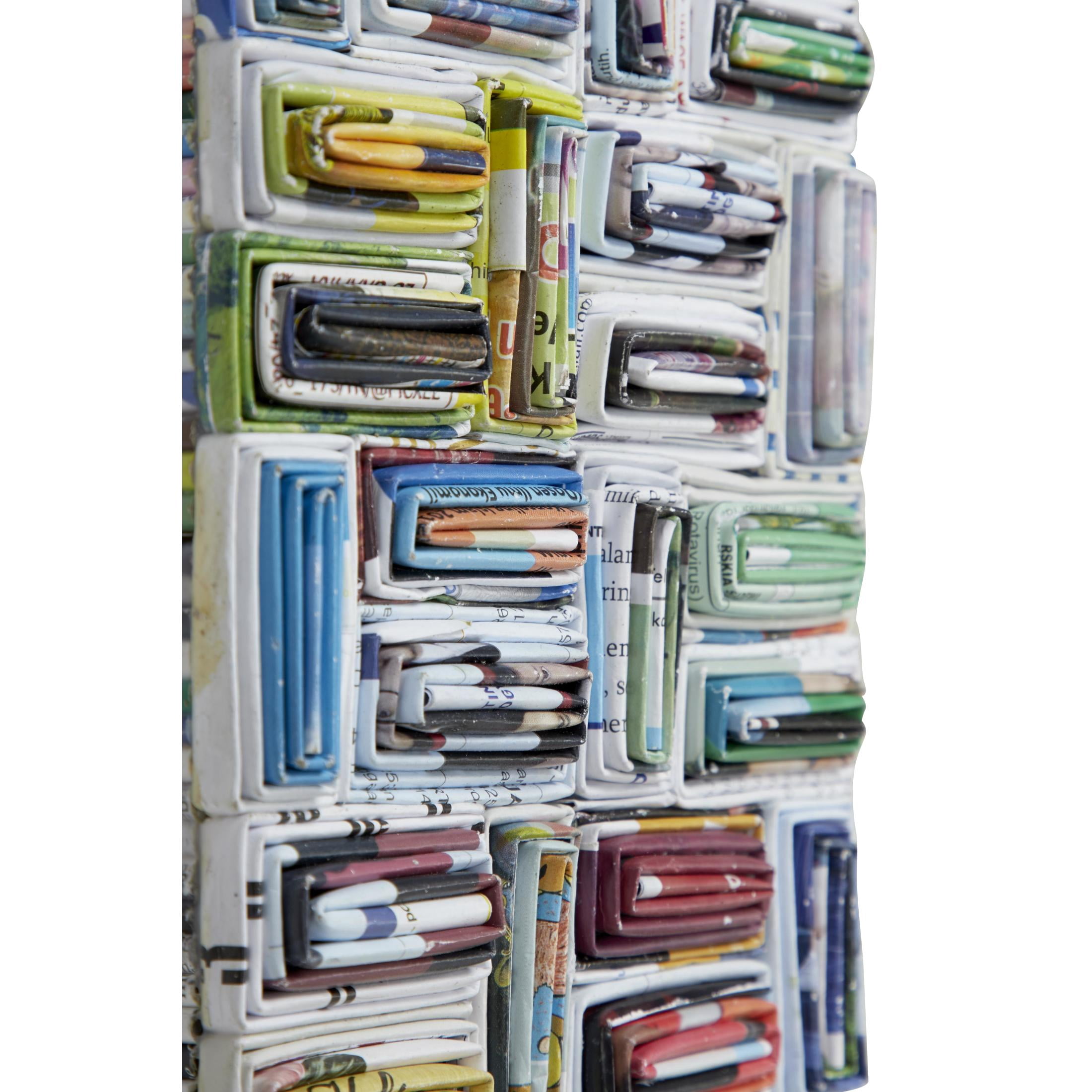 DecMode 32" x 47" Multi Colored Handmade Recycled Magazine Frame Wall Mirror