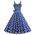thumbnail image 4 of Women Vintage Polka Dot 1950S Rockabilly Halter Audrey Dress Retro Floral Evening Cocktail Swing Dress Blue XXL, 4 of 4