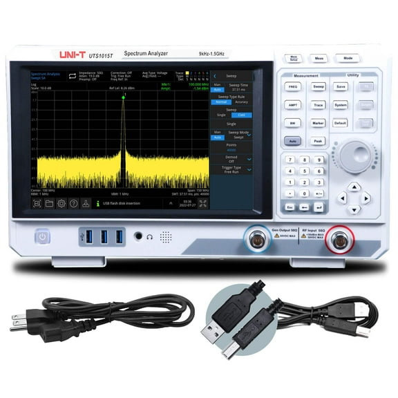 UNI-T UTS1015T 1.5GHz Advanced-Series Spectrum Analyzer with Tracking Generator Touch Screen 10001 Display Scan Points -161dBm/Hz DANL <-98dBc/Hz Phase Noise 1Hz–1MHz RBW USB/LAN