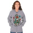 thumbnail image 4 of Wild and Free Bald Eagle Rose Tattoo Unisex Fleece Graphic Zip Up Hoodie Brisco Brands 2X, 4 of 5