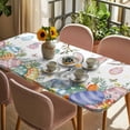 thumbnail image 3 of Easter Table Cloths for 4 Foot Rectangle Tables, Spring Bunny Eggs Botanical Leaves Tree Branch Patio Waterproof Elastic Fitted Tablecloths, Washable Rectangular Table Cover for Camping, 3 of 8