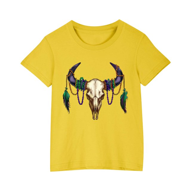 RXIRUCGD 2025 Vêtements d'Été pour Enfants T-shirt Imprimé Mode Mignon Col Rond Manches Courtes