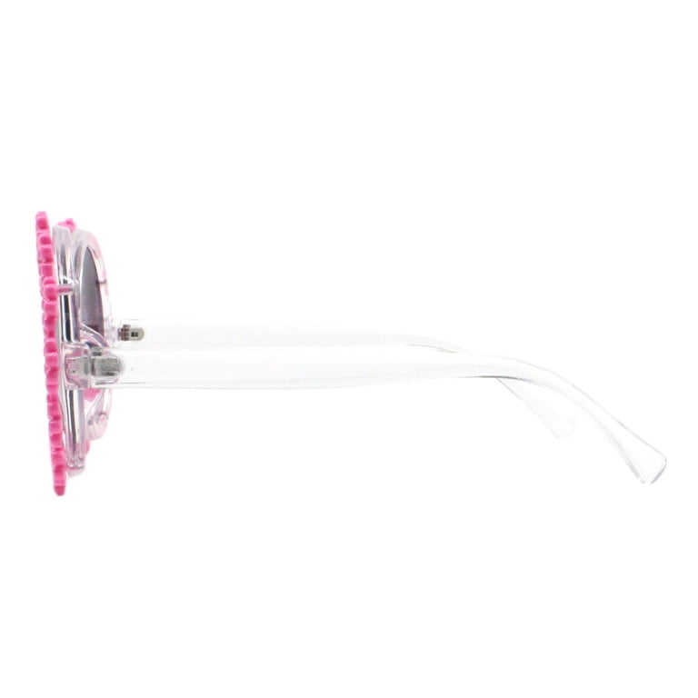 Hot Pink Daisy Flower Sunglasses Round Oversized Festival  display picture 3
