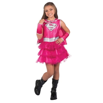 supergirl pink dress Toddler Girls Supergirl Super Girl Pink Halloween Costume Superman Dress 2T  NEW