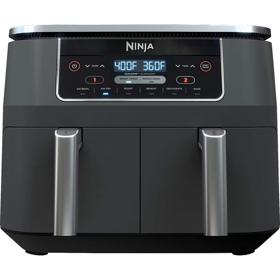Ninja Foodi DZ100 4-in-1 8 Quart 2-Basket Air Fryer with DualZone Technology 110 Watts