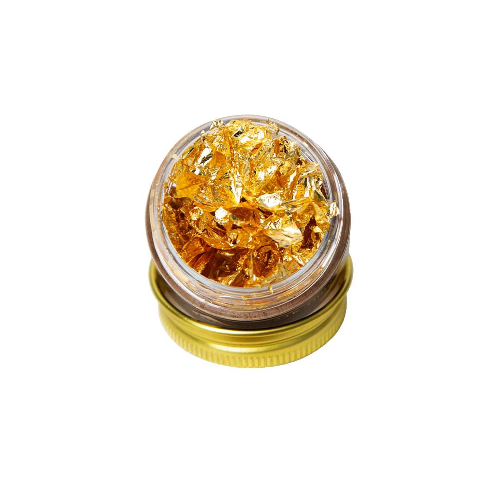 KINNO Edible Gold Leaf Flakes, 25mg 24k Genuine Gold Foil Glitter for Tea,  Cooking, Cakes Decoration 