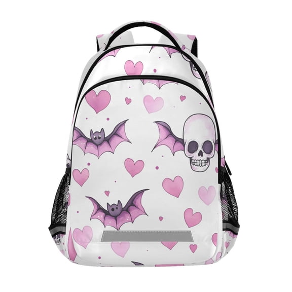 ALAZA Skull Bats Hearts Backpack Elementary School Bag Bookbag Travel Rucksack