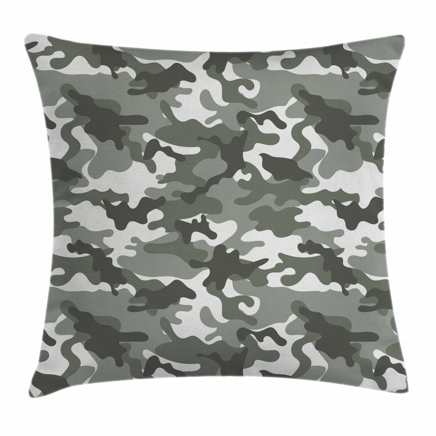 Camouflage Throw Pillow Cushion Cover, Monochrome Army Attire Pattern