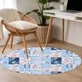 thumbnail image 4 of Round Rugs 4Ft, Blue Pink Floral Round Area Rug Washable Indoor Throw Carpet, Farmhouse Vintage Botanical Soft Non Slip Circle Rug for Kitchen Nursery Room Home Decor Aesthetic, 4 of 8