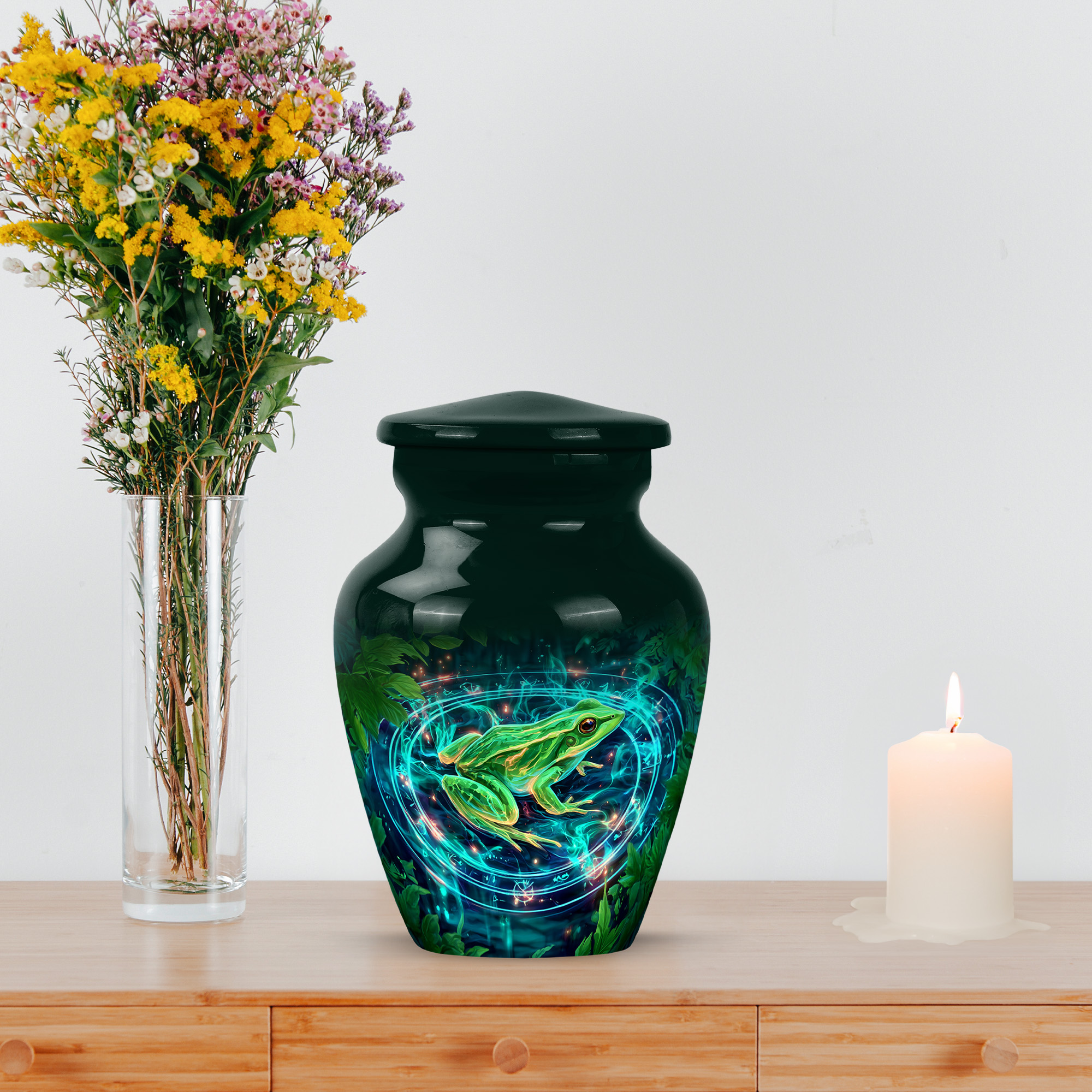 MUKTIVE Frog Keepsake Burial Urns for Adult Male, Mini Green Cremation Urns for Adult Ashes Women, Tiny Memorial Urn for Ashes for Mother & Father, 3 Inch