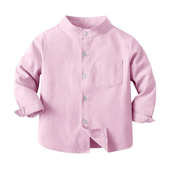 breaise Toddler Boys Long Sleeve Cotton Tshirt Dressy Button Down Shirt Solid Dress Shirts Oxford Tees Tops