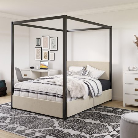 Little Seeds Sparrow Canopy Bed With Storage Black Ivory Full
