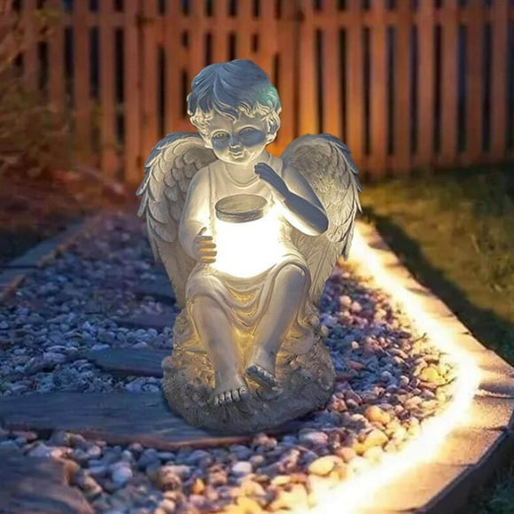 Garden Angel Statue Solar Power Light statue outdoor sculpture Outdoor Sculpture Lawn Ornament Boy