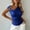 Blue, variant on Womens Slim Fit Blouses Elegant V Neck Metal Ring Off The Shoulder Wrap Tops Short Sleeve Ruched Summer Shirts