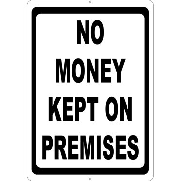 No Cash Kept On Premises Vinyl Decal Sign – 22cm X 5.6cm – Self Adhesive