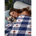 thumbnail image 3 of 4th of July Queen Size Flat Sheet, Wrinkleproof & Fadeproof Cooling Flat Bed Sheet Only, Independence Day Blue White Plaid Red Star Breathable Soft Bedding Top Sheets 90 x 102 Inches, 3 of 8