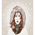 thumbnail image 3 of Winter Duvet Cover Set, Woman in Coat and Hoody Scarf and Snowflakes Christmas Portrait Noel Graphic, Decorative 2 Piece Bedding Set with 1 Pillow Shams, Twin Size, Redwood and Beige, by Ambesonne, 3 of 3