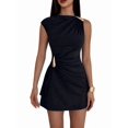 thumbnail image 2 of Women's Ruched Mini Dress Sleeveless Going Out Formal Party Bodycon Sun Dresses Black S, 2 of 9