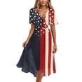 thumbnail image 2 of Elowen American 250th Anniversary Dresses for Women V-Neck Short-Sleeve Printed Casual Summer Dress Red M, 2 of 6