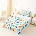 thumbnail image 5 of Homewish Colorful Dog Paw Twin Sheets,Cartoon Pet Themed Bedding,Orange Blue,3 Pieces,1 Fitted Sheet and 1 Pillowcase, 5 of 6