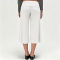 thumbnail image 4 of BUIGTTKLOP Capri Pants for Women Fold over High Waisted Stretchy Soft Yoga Pants Wide Leg Casual Flowy Cropped Trousers, 4 of 7