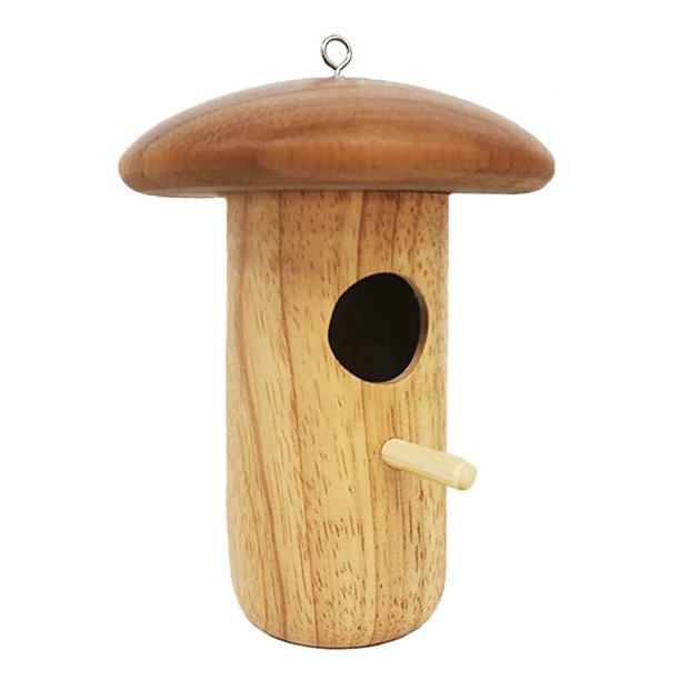 Columpio de pájaro de madera nido de pájaro en forma de hongo creativo para jardín al aire libre hogar