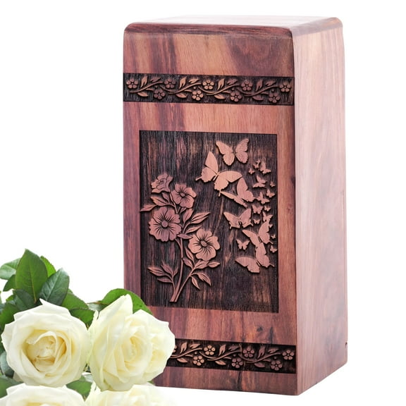 KARYLIZ Wooden Butterfly Urns For Human Ashes Adult Female - Wooden Urn Boxes For Human Ashes Adult - Wooden Cremation Box For Human - Ashes - Adult Male - Cremation Urns Large