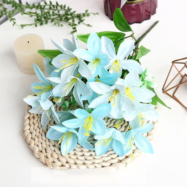 Ramo de flores artificiales de lirios – Arreglo floral de seda para decoración de mesas en el hogar, bodas, iglesias y centros de mesa para fiestas en hoteles.