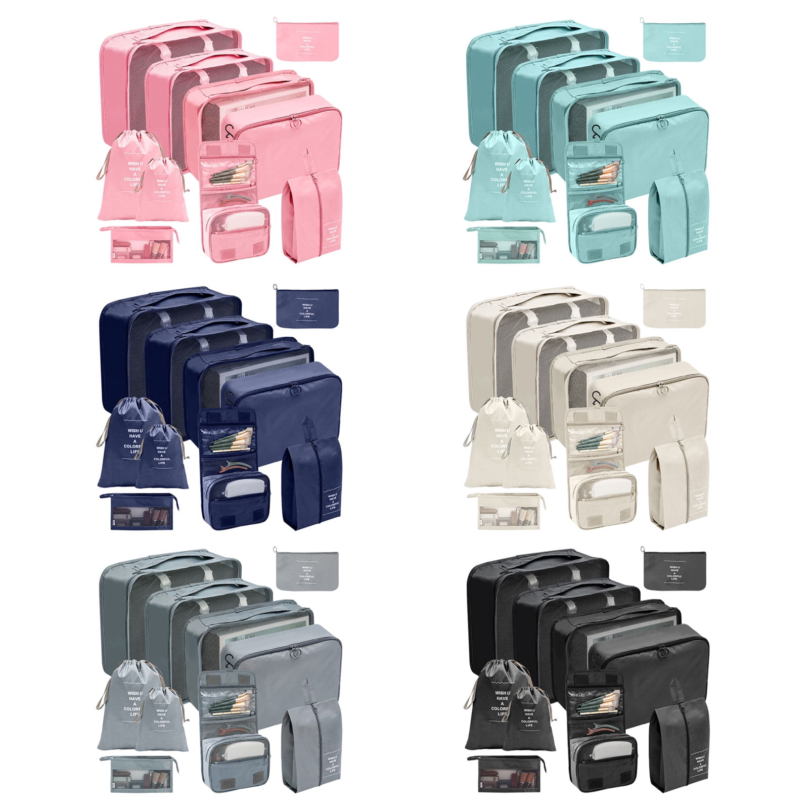 Packing Cubes for Suitcases 10Pcs Luggage Organizers Bags for Travel Waterproof Packing Cube Storage Bags for Suitcases