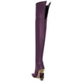 thumbnail image 3 of FSJ Women Simple Square Closed Toe Over The Knee Boots Sparkly Crystal Block Heel Thigh High Boots Back Zipper Party Prom Office Boots Shoes Size 4 Purple, 3 of 4