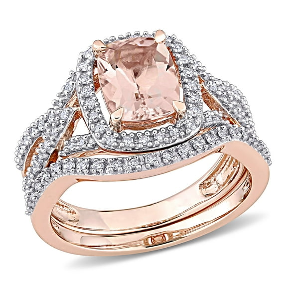 Everly Women's Morganite 10k Rose Gold Bridal Set