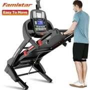 Famistar 4.5HP Folding Treadmill Clearance w/ APP control Portable Foldable, 15 Levels Auto Incline Treadmill for Home Office, 300lbs Capacity, Adjustable iPad Holder, Max 10MPH Speed, Knee Strap Gift