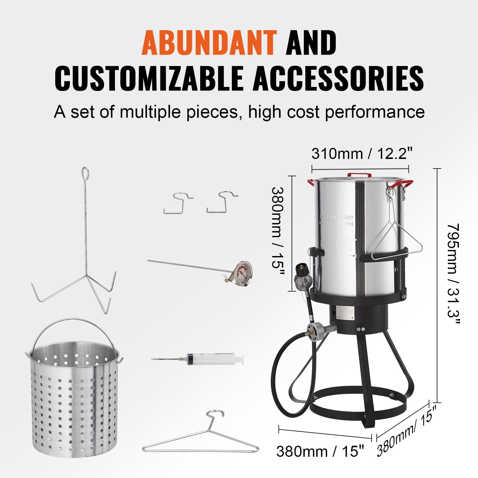 KFFKFF 30-Quart Turkey Fryer Propane Boiler Steamer Stock Pot Aluminum Outdoor