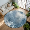 thumbnail image 3 of 8ft Round Rug, Blue Grey Non-Skid Rubber Backing Large Area Rugs - Living Room Bedroom Home Office, Oil Painting Modern Abstract Indoor Floor Mat Carpets Washable Rug, 3 of 9