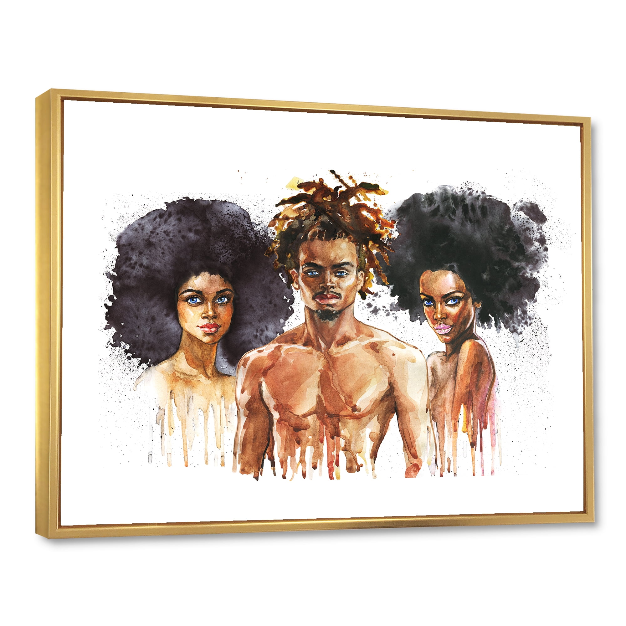 Designart 'Afro American Fashion Portraits' Glam Framed Canvas Wall Art Print