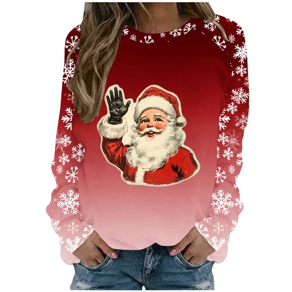 My Items Talove Long Sleeve Shirts for Women Graphic Printed Sweatshirt Women Fall Clothes Winter Clothing Womens Tops Fall Casual Christmas Shirts