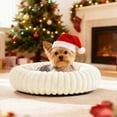 thumbnail image 2 of Sanmadrola Donut Dog Beds for Small Dogs, 24 inches Round Calming Bed for Cute Puppy Kitten, Faux Fur Non-Slip Cat Bed, Washable Corduroy Fleece Pet Beds Fits up to 25 lbs Pets, Cream, 2 of 8