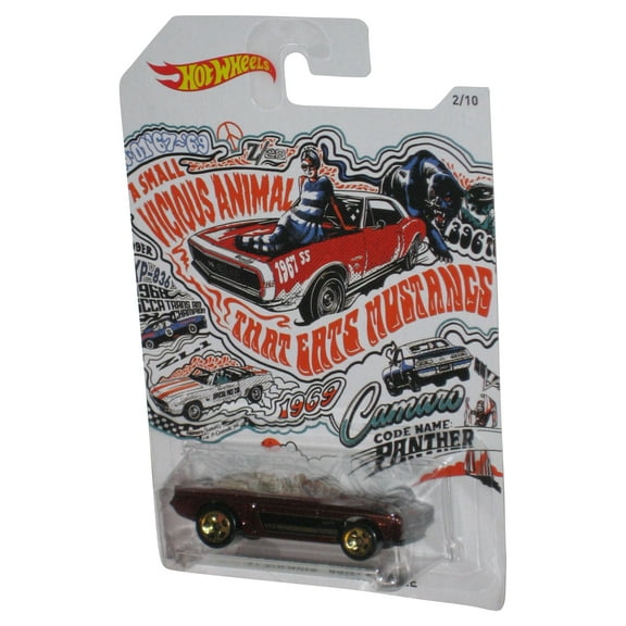 Hot Wheels Red '69 Camaro Convertible (2017) Mattel Toy Car 2/10 - (Cracked Plastic)