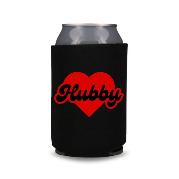 Valentine's Beer Cooler, Hubby Coolies, Valentine's Couple Coolies, Drink Accessory, Valentine's Gift, Heart's Day, Couple Gifts (Black)