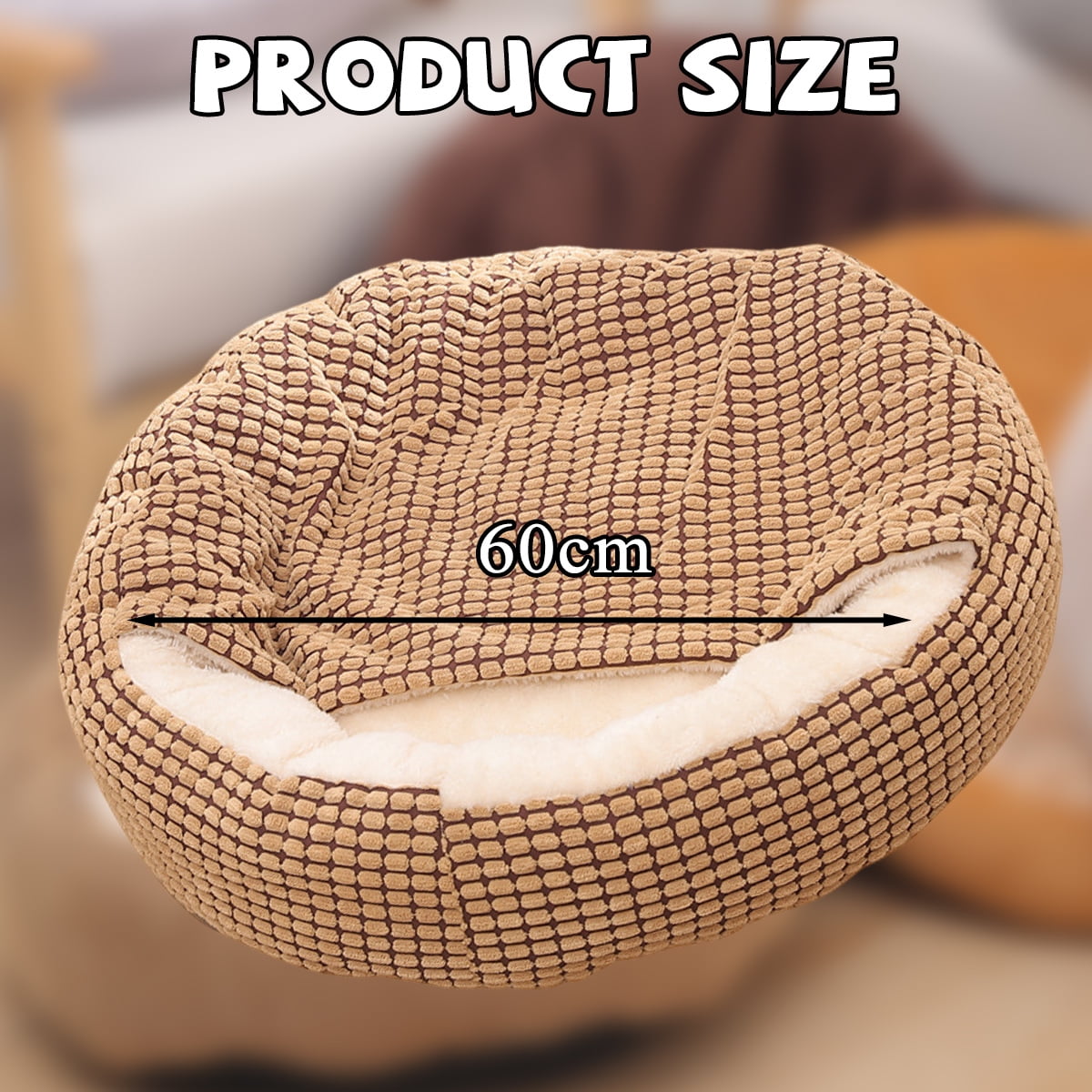 Small Dog Bed with Attached Blanket, Cozy Donut Cuddler Anti-Anxiety Hooded Pet Beds Calming Cave Bed. Orthopedic Round Puppy Beds for Dogs or Cats Washable, Anti-Slip Bottom