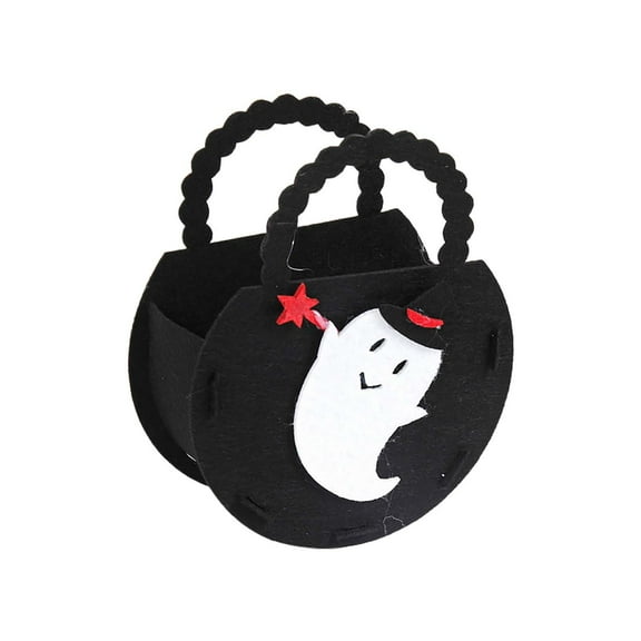 Cute Halloween Decorations Candy Bags, Reusable Cloth Bags with Handle, Halloween Trick or Treat Tote Bags for Party Gifts (Black/1 Pcs) 5.62x2.36x7.08"