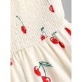 thumbnail image 3 of Multicolor Cherry Print A-Line Dress With Bow Straps, Summer Cute Princess Style, 3 of 6