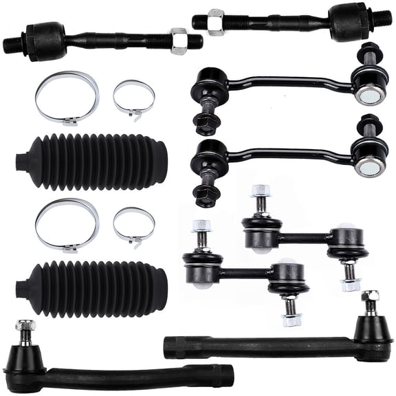 SCITOO 10pcs Suspension Kit Sway Bar Links Inner Outer Tie Rod Ends w/Steering Boots Fit For 2006-2011 For Hyundai Azera 2006-2010 For Hyundai Sonata