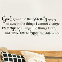 God Grant Me the Serenity to Accept the Things I Cannot Change  Vinyl Lettering Wall Decal Sticker Spiritual Decals - Size: 12.5"H x 36"L - Color: Black
