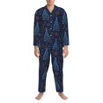 thumbnail image 3 of Fuzoiu Shining Christmas Tree Print Men's Long-Sleeved Pajama,Lounge Button Down Nightwear,Mens Notch Collar Pajama Set -X-Large, 3 of 7