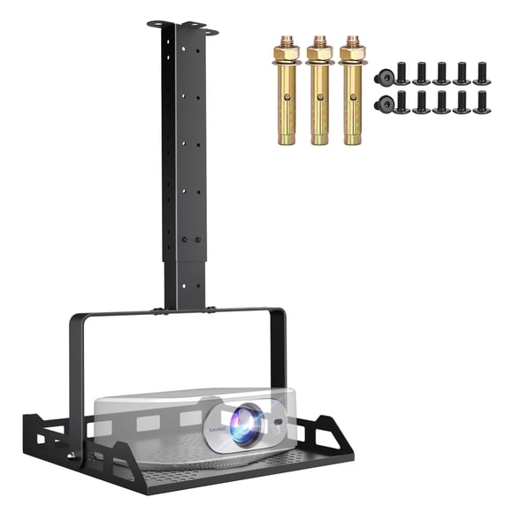 Salange Universal 3-in-1 Projector Mount with Tray, Ceiling Wall and Stand Mount, Adjustable Height and Cable Management for Movie Projection