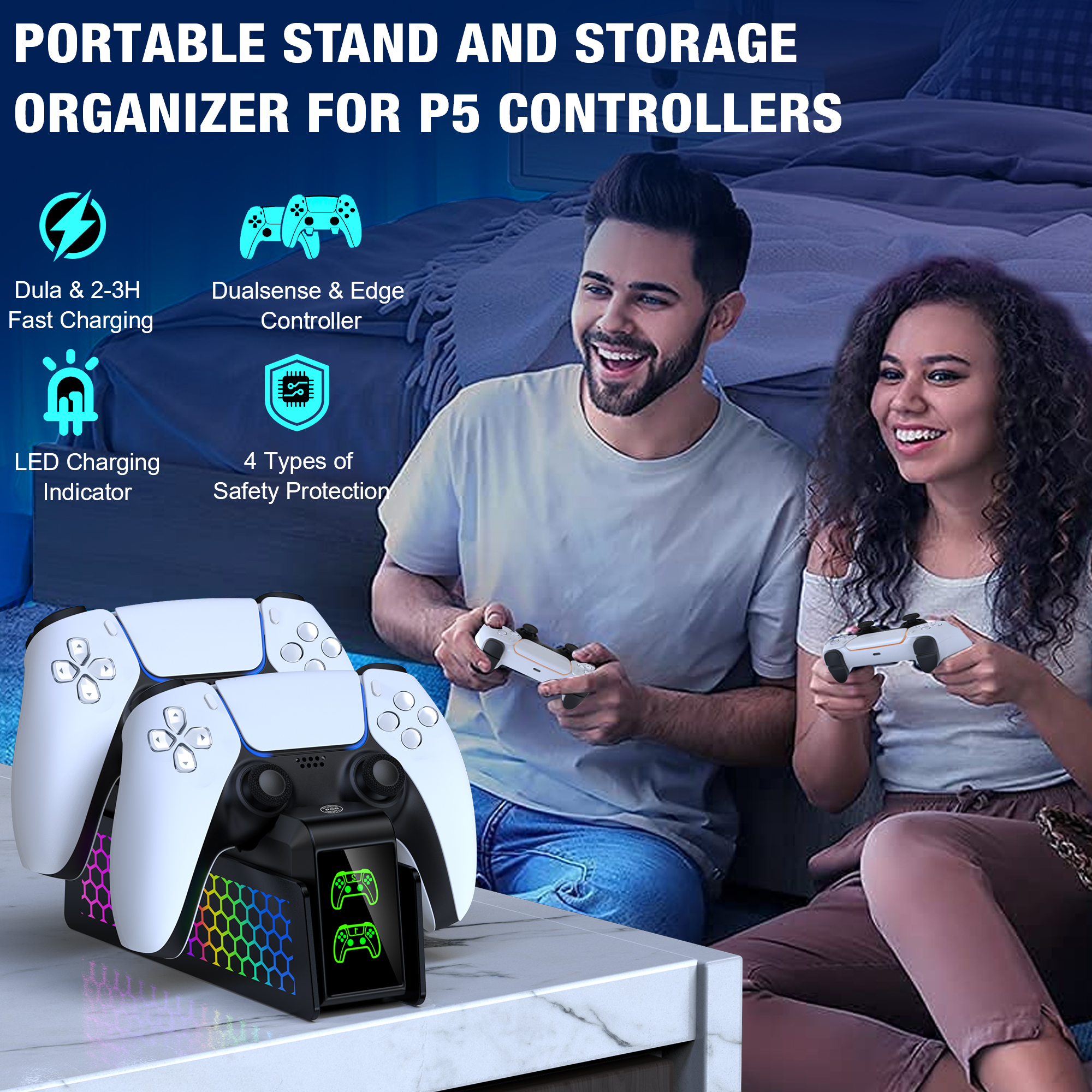 Esywen PS5 Controller Charging Station with LED Indicators photo 3