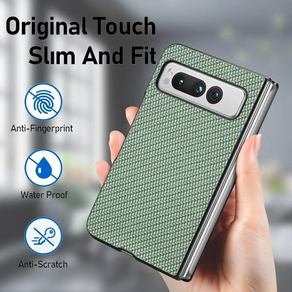 For Google Pixel Fold Carbon Fiber Patterned Leather Shockproof Slim Phone Protective Case Cover