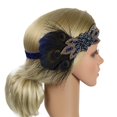 thumbnail image 4 of 2 Pedazos Diadema de s Venda de de Cabello Cinta de Pelo Elástica Venda de Disfraz 1920 Retro Macarena Tocado vintage para mujer, 4 of 8