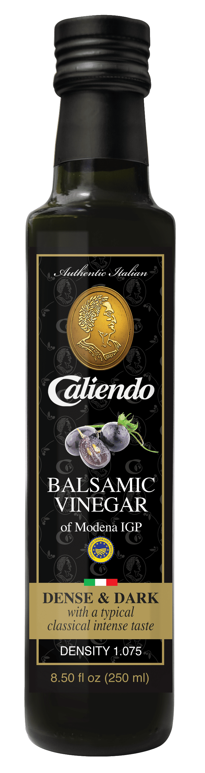 Caliendo Authentic Italian Balsamic Vinegar of Modena of IGP, 1.075 Density 8.5 Fl Oz Glass Bottle